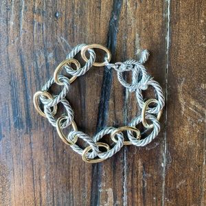 Silver & Gold Cable Chain Link Bracelet